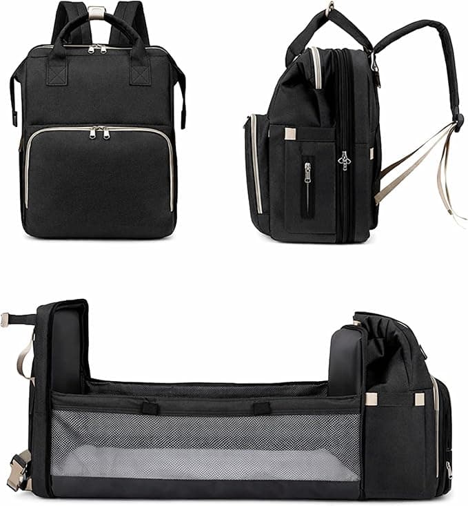 Diaper Bag Backpack with Built-In Changing Station, Large Capacity Travel Backpack, Waterproof, Stroller Straps