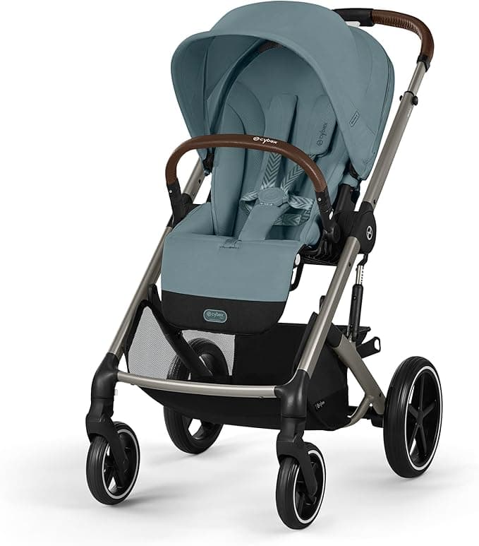 Cybex Balios S Lux Stroller, Travel System Ready, Ergonomic Near Lie-Flat Recline, Reversible Seat, One-Pull Harness, All-Terrain Suspension, One-Hand Fold, XXL Basket + UPF 50+ Canopy, Stormy Blue/Taupe Frame