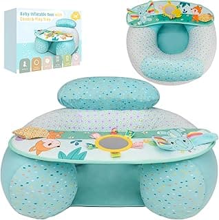 Baby Chair Sit Me Up Floor Seat with Detachable Activity Sensory Tray, Inflatable Seat with Cover for Babies 3-36 Months, Portable Baby Seats for Sitting up, Elephant