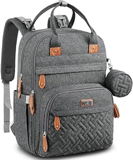 BabbleRoo Diaper Bag Backpack - Baby Essentials Travel Bag - Multi function Waterproof Diaper Bag, Travel Essentials Baby Bag with Changing Pad, Stroller Straps & Pacifier Case – Unisex, Dark Gray