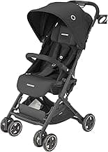 Maxi-Cosi Lara Ultra Compact Stroller, Airplane Carry-on Compliant for travel, Lightweight, one-hand fold, large storage, inludes travel bag Essential Black