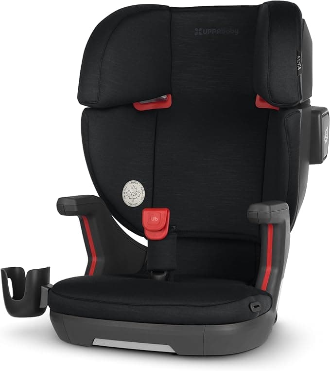 UPPAbaby Alta V2 High Back Booster Seat/Seven-Position, Active Support Headrest for Growing Children/SecureFit Integrated Belt Guide + Positioner/Cup Holder Included – Jake (Black Mélange)