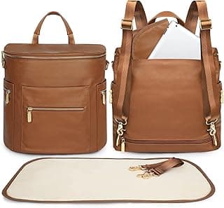 miss fong Diaper Bag Backpack Baby Diaper Bag, Large Leather Diaper Backpack with Diaper Changing Pad, Pañaleras Para Bebe