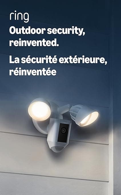 Ring Floodlight Cam Wired Plus with motion-activated 1080p HD video, Black