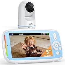 Upgraded 360 View Baby Monitor No WiFi, Boifun 5'' 3X Zoom Display, Rotatable Video Baby Monitor Camera, IPS 720p Wireless (Moniteur Bébé), Easy to Use and Set Up,VOX Sound Detection,Night Vision