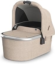 UPPAbaby Bassinet V3 - Compatible with Vista, Cruz, Ridge Strollers - Overnight Sleep Solution - Mattress, Sheet and Bug Shield Included - Declan (Oat Mélange/Silver Frame)