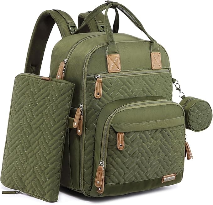 Diaper Bag Backpack, iniuniu Large Baby Bags with Diaper Pouch, Washable Changing Pad, Pacifier Case and Stroller Straps