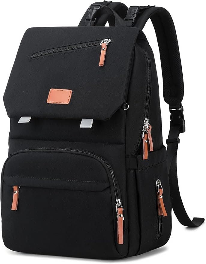 LORADI Large Diaper Bag Backpack with Stroller Clips, 2 Insulated Pockets, Multiple Compartments