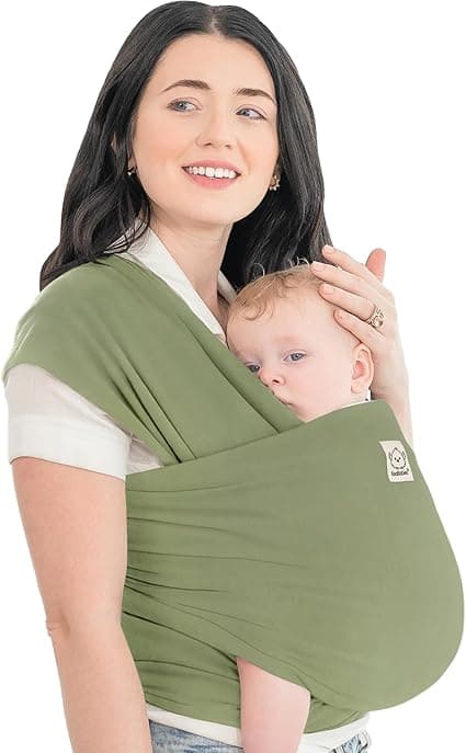 KeaBabies Baby Wrap Carrier - All in 1 Original Baby Carrier Newborn To Toddler Sling, Easy to Wear, Hands Free Bonding, Lightweight, Breathable Infant Wraps (Dusty Olive)