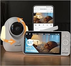 ieGeek 2.5K Baby Monitor with RGB Light, 4000mah Battery, 5.5" Wireless Display, Upgrade AI Face Cover/Prone Sleep Detection, 2.4G/5G WiFi Moniteur Bébé, 360° PTZ, Temp&Humidity, Smart Baby Camera