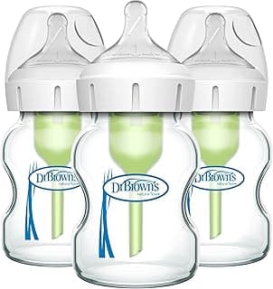 Dr. Brown's Options+ Wide-Neck Glass Baby Bottles, 5 Ounce, 3 Pack