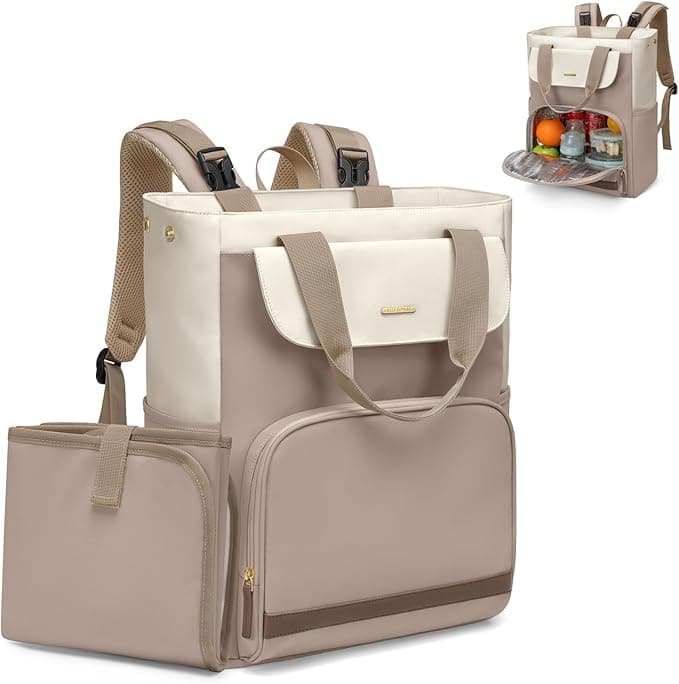 Diaper Bag Backpack with Portable Changing Pad 25L Baby Bag Insulated lunch box Backpack Fits 17.3" Laptop