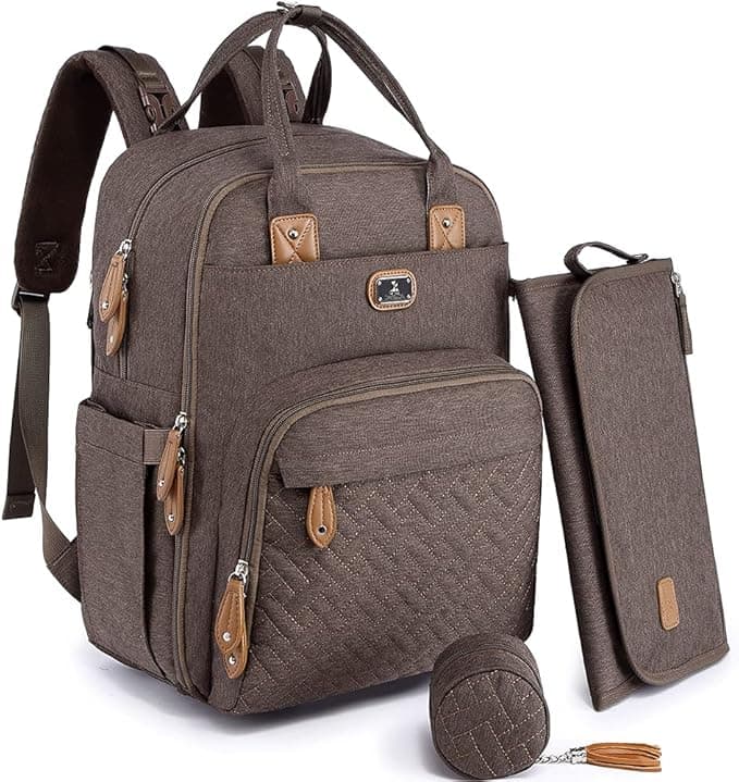Diaper Bag Backpack with Portable Changing Pad, Pacifier Case and Stroller Straps