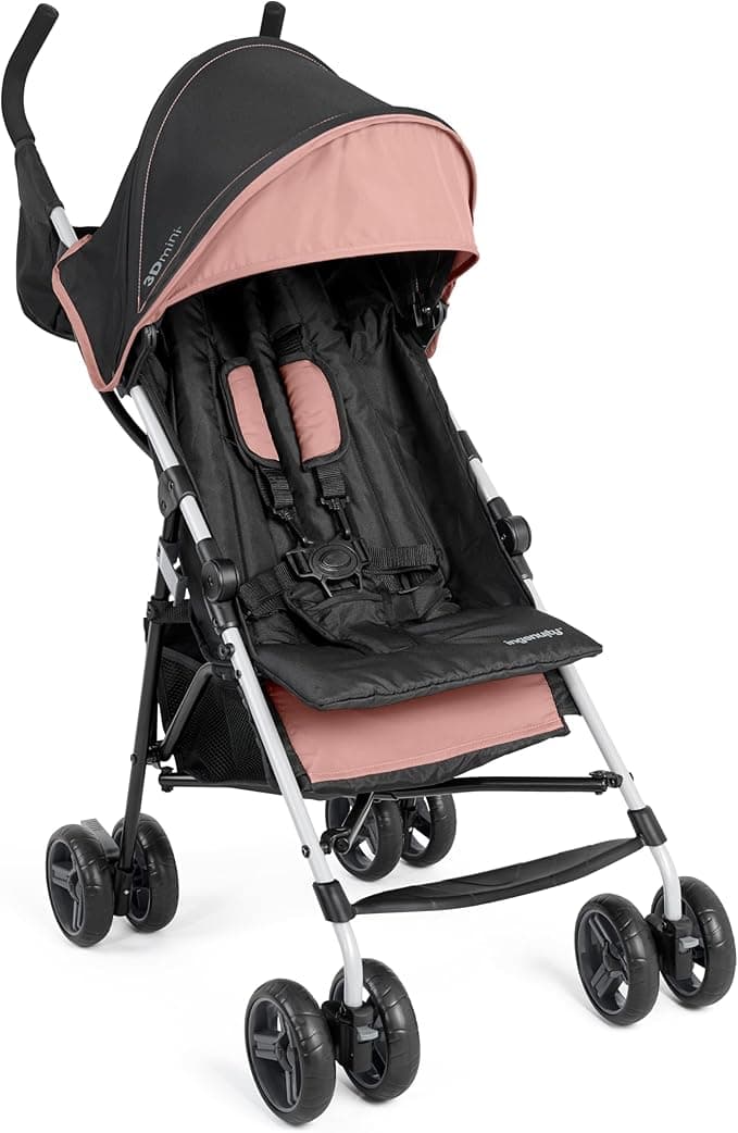 Summer by Ingenuity 3D Mini Convenience Stroller – Lightweight Stroller with Compact Fold, Multi-Position Recline, Canopy with Pop Out Sun Visor and More – Umbrella Stroller for Travel and More, Dusty Rose