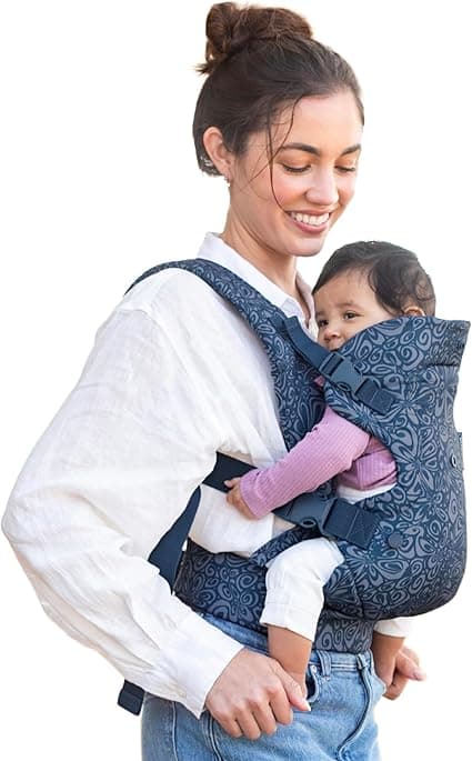 Infantino Flip Advanced 4-in-1 Baby Carrier - Ergonomic, Convertible, Face-in and Face-Out Front and Back Baby Carrier for Newborn to Toddler 8-32 lbs, Floral Navy