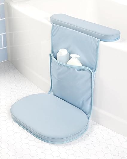 Skip Hop Baby Bath All-in-One Cushioned Elbow Saver & Kneeler Pad Set with Height-Adjustable Design and Quick-dry Material, Wave