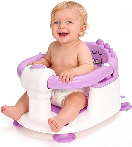Baby Bath Seat, Infant/Toddler Sit Up Bathtub Seat 6 Months & Up, Baby Bath Essentials, Non-Slip with Suction Cups Bathtub Seat for Baby(Purple)