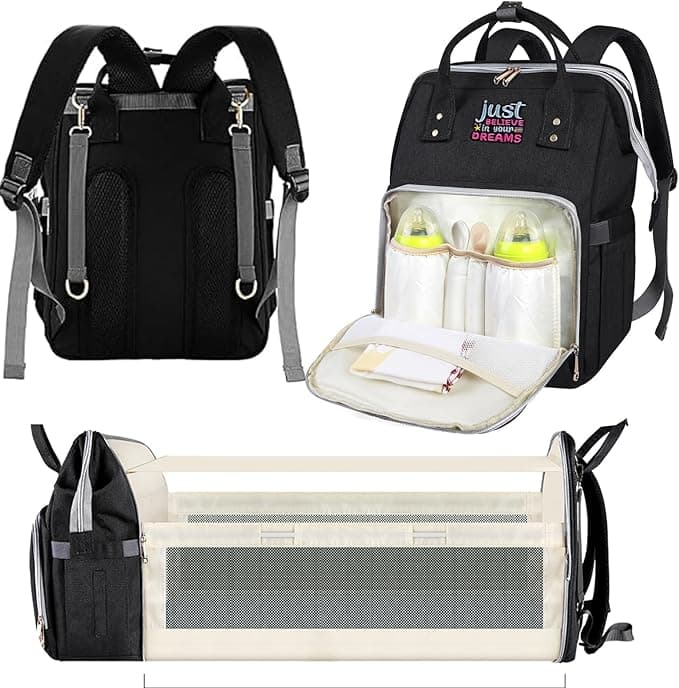 Diaper Bag with Changing Station, 3-in-1 Large Capacity Diaper Backpack for Modern Parents