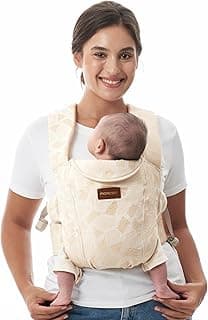 Momcozy WeeSnug Newborn Carrier, Lightweight Infant Wrap with Cross-Back Support and Lumbar Relief, Easy Hands-Free Baby Holder for 7–25 lbs, Geometry