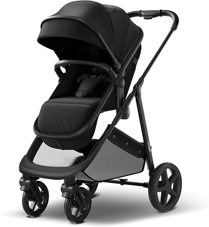 Mompush Wiz 2 in 1 Baby Stroller with Infant Pramette Mode, One Hand Fold Convertible Newborn to Toddler Stroller with Reversible Seat and Large UPF 50+ Canopy