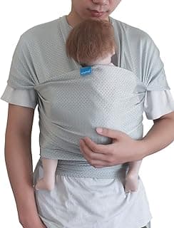 Baby wrap Infant Carrier Water Sling Warm Weather Lightweight, Quick Dry Breathable Lightgray