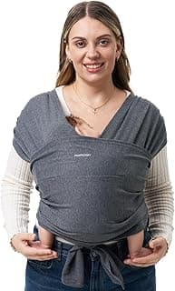 Momcozy Baby Wrap Carrier Slings, Infant Carrier Slings for Newborn up to 50 lbs, Baby Wrap Adjustable for Adult Fits Sizes XXS-XXL, Easy to Wear Baby Carriers, Ergonomic Front Facing/Back, Deep Grey