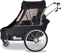 Wike Premium Double Bike Trailer - 3-in-1 Double Stroller, Bike Trailer, Jogging Stroller, Tall Kids up to 4'4" - 1 or 2 Kids, 5 Point Safety Harness, Bug + Rain Screen, Folds for Storage