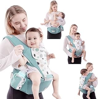 Baby Carrier Hip Seat Waist Stool For Newborn to Toddler with Adjustable Strap, Storage Pocket and Drool Bibs, Comfort Mesh for Baby 4-20 KG (Green)