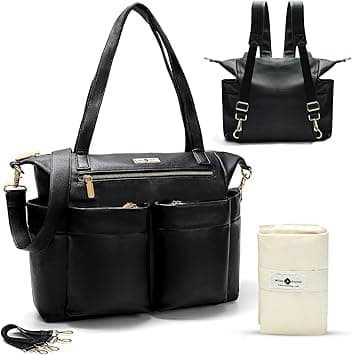Diaper Bag Tote By miss fong Baby Bag Leather Diaper Bag Backpack Large Diaper Tote Bag for girls & boys Diaper Bag Purse with 11 Diaper Bag Organizer,Changing Pad, Stroller Straps,4 Insulated Pockets