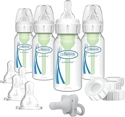 Dr. Brown's Options+ Slow Flow Preemie and Newborn Anti-Colic Bottle Set with 4oz Bottles and HappyPaci