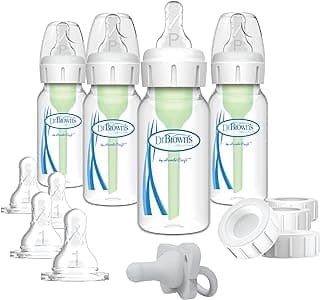 Dr. Brown's Options+ Slow Flow Preemie and Newborn Anti-Colic Bottle Set with 4oz Bottles and HappyPaci