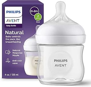 Philips Avent Natural Baby Bottle with Natural Response Nipple (Slow Flow, Flow 2), 4oz, SCY900/01