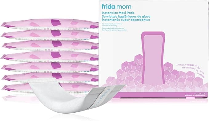 Frida Mom 2-in-1 Postpartum Pads, Absorbent Perineal Ice Maxi Pads, Instant Cold Therapy Packs and Maternity Pad in One, 8ct