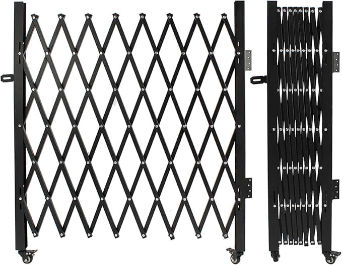 Single Folding Security Gates Accordion Door, 72" W x 50" H Metal Expandable Fence 360Rolling Expanding Outdoor Security Scissor Gate for Courtyards, Garages, Gardens