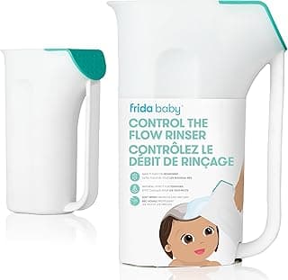 Frida Baby Control The Flow Bath Rinse Cup, Tear Free Rinser to Wash Hair + Body, Rinser Cup for Bath Time with Easy Grip Handle + Removable Rain Shower