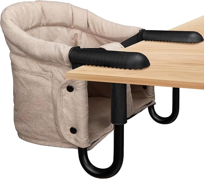 Hook On High Chair - Portable & Foldable for Babies 6-36 Months, Family & Travel Use with Carry Bag(Khaki)