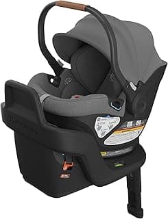 UPPAbaby Aria Lightweight Infant Car Seat/Just Under 6 lbs for Easy Portability/Base with Load Leg + Infant Insert Included/Direct Stroller Attachment/Greyson (Charcoal Mélange/Saddle Leather)