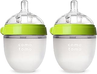 Comotomo Baby Bottle, Green, 5 Ounce, 2 Count