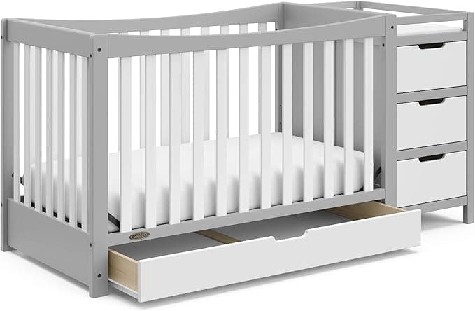 Graco Remi 4-in-1 Convertible Crib and Changer, Pebble Gray/White