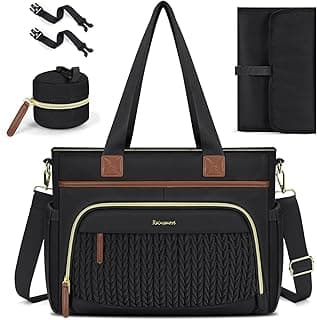 RAINSMORE Diaper Bag Tote, Large Baby Bag Waterproof Nappy Changing Bag with Pacifier Case & Changing Pad & Stroller Straps