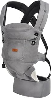 Baby Carrier Newborn to Toddler - Ergonomic, Cozy and Lightweight Infant Carrier, Effortless & Ideal for Hands-Free Parenting, Enhanced Lumbar Support (Grey)