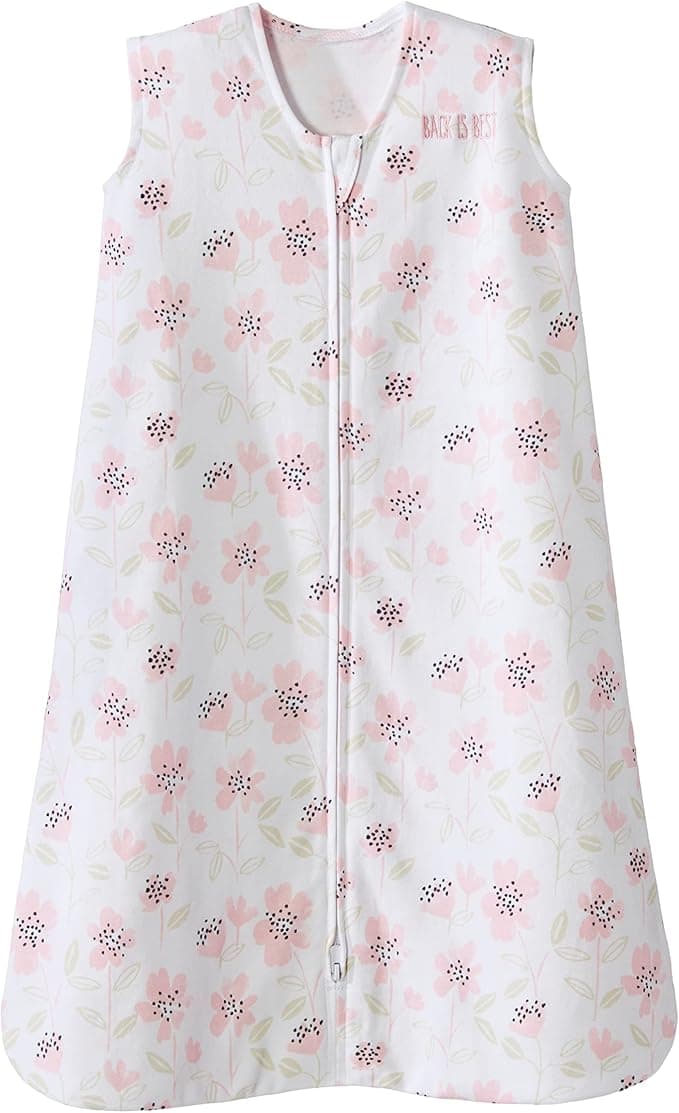 HALO SleepSack, 100% Cotton Wearable Blanket, Swaddle Transition Sleeping Bag, TOG 0.5, Wildflower Blush, Medium, 6-12 Months