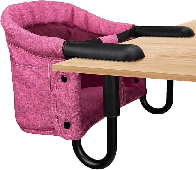 lulunemo Hook On High Chair, Portable & Foldable, Suitable for Family & Travel, Baby 6-36 Months, Rose Red