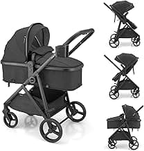 Gromast 3-in-1 Baby Stroller, Convertible Stroller for Newborn Infant Toddler with Reversible Seat, UPF 50+ Canopy & Cup Holder - Black