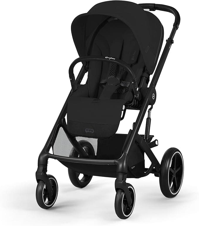 Cybex Balios S Lux Stroller, Travel System Ready, Ergonomic Near Lie-Flat Recline, Reversible Seat, One-Pull Harness, All-Terrain Suspension, One-Hand Fold, XXL Basket + UPF 50+ Canopy, Moon Black/Black Frame