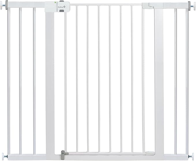 Safety 1st SecureTech Tall & Wide Pressure-Installed Metal Gate with SecureTech Locking Handle - Fits 29-47" Wide, 36" Tall, Includes 2 Extension Panels And 4 Wall Cups, Great For Babies And Pets