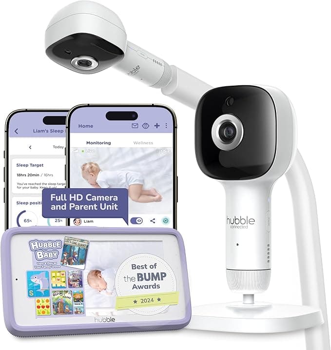 Hubble Connected SkyVision AI-Enhanced HD Smart Camera Baby Monitor, Parent Unit, Mount, Night Vision, Nightlight, Soothing Sounds, Wellness Tracker, App