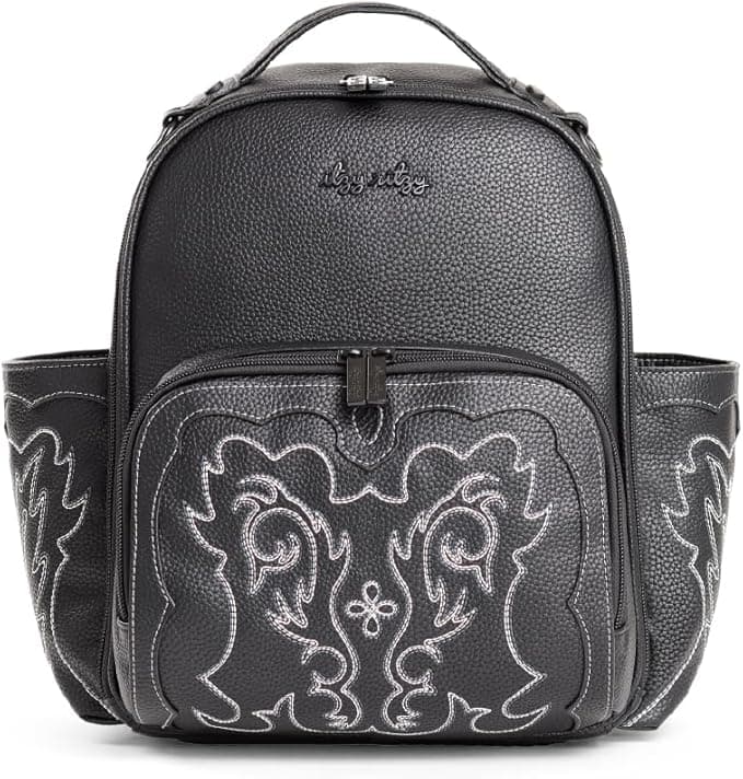 Itzy Ritzy Mini Plus Diaper Bag Backpack – Chic Mini Diaper Bag with Changing Pad, 10 Total Pockets (6 Internal and 4 External), Grab-Top Handle and Rubber Feet (Outlaw)