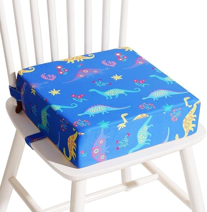 Booster Seat for Eating Toddler, Washable PU Kitchen Chair Booster Seat with Double Adjustable Safe Straps, Non-Slip Bottom, Baby Portable Travel Camping Increasing Cushion