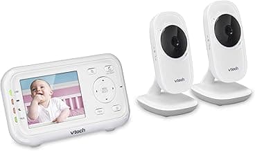 VTech VM3252-2 Digital Video Baby Monitor with 2.8" LCD 2 Cameras and Automatic Night Vision, 1 Count, White